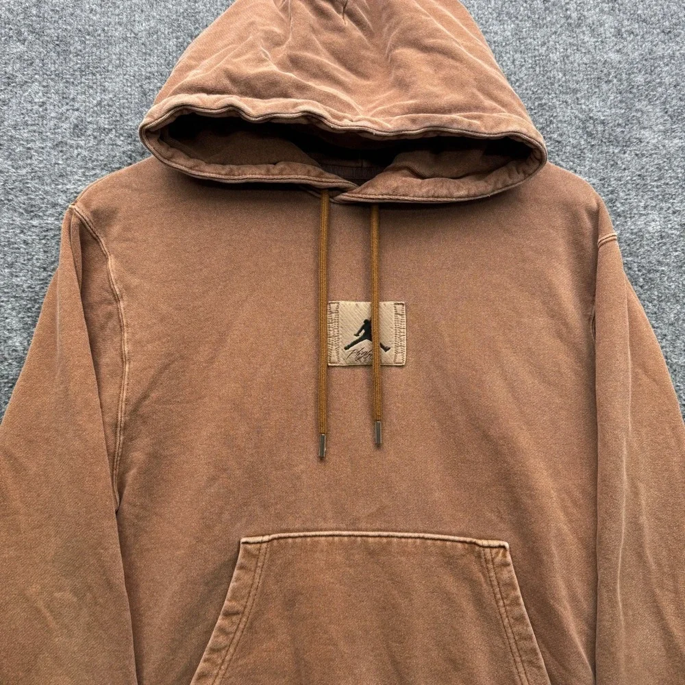 Jordan Flight Hoodie Men XS‎ Brown Long Sleeve Heavyweight Fleece